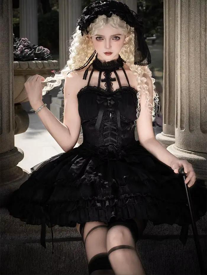 ~Cross~Gothic Princess Lolita Corset avec ourlet à plusieurs couches par Alice Girl PRE COMMANDE / 3 mois