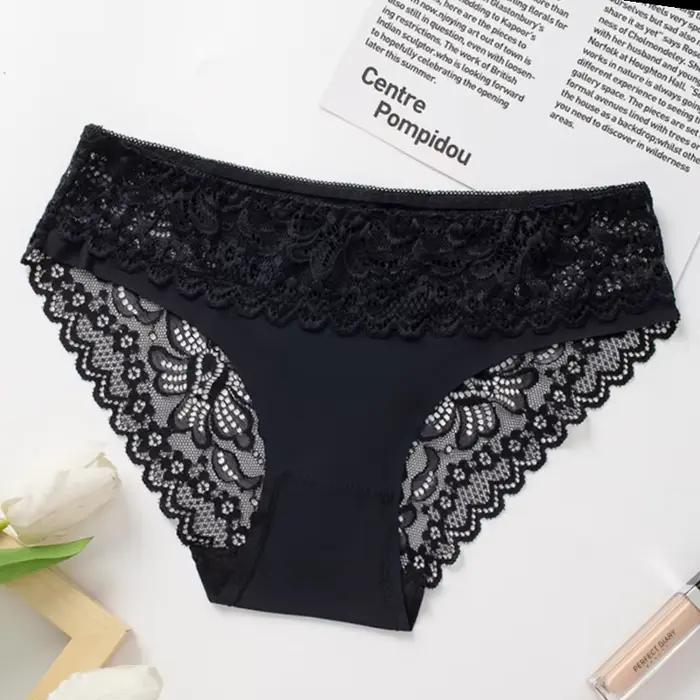 BZEL Sexy čipkované nohavičky pre ženy Krajková Lingerie Pevná kvetinová dámska spodná bielizeň Odhalené pohodlné