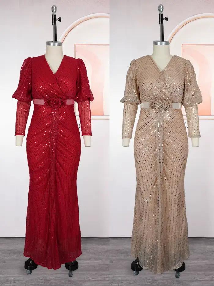 Elegantné dlhé šaty s dlhými rukávmi pre ženy
