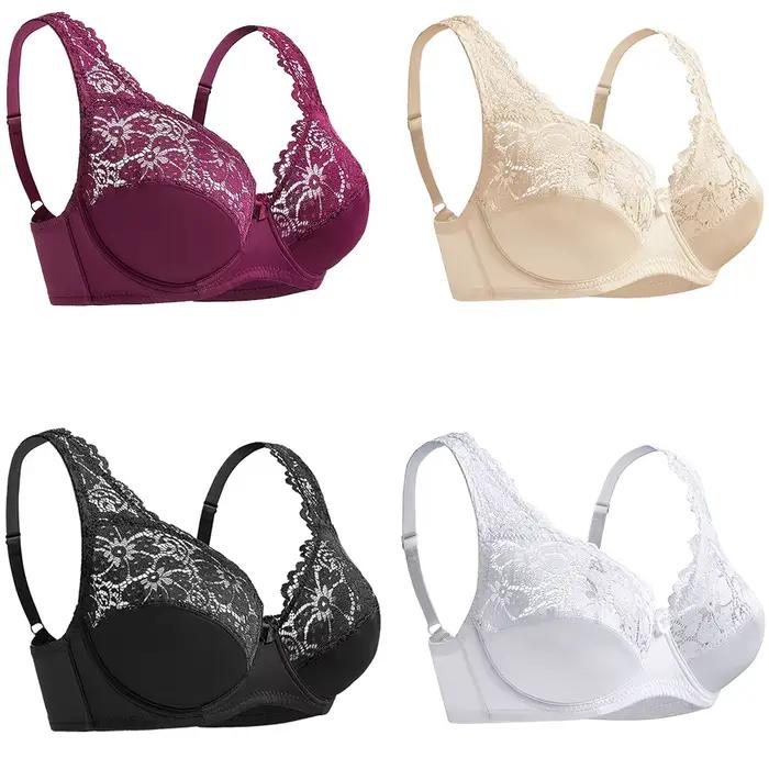 Soutien-gorge à armatures en dentelle florale pour femmes, lingerie sexy, soutien-gorge grande taille, sous-vêtements féminins, bonnet B, C, D, E, F