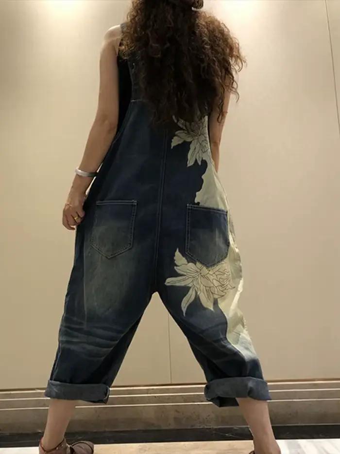 Amax luluE 2025 kórejská móda jar žena potlač Denim overal dámy Vintage Džínsy ležérne ženy nohavice
