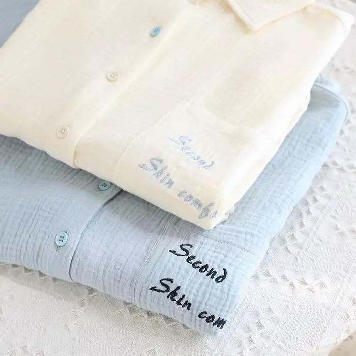 Pyjama femme 100% coton automne printemps manches longues pyjama doux ensemble pyjama femme maison ensemble de vêtements de nuit