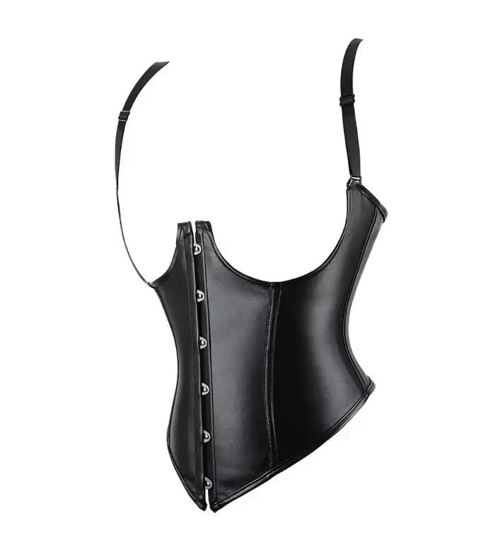 Corset sous-poitrine sexy en cuir Steampunk, Bustier Push-Up avec bretelles Punk, Top sculptant, Gilet serre-taille, Basques, Corselet