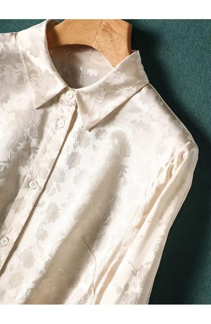 Nová jarná dámska blúzka s žakárovým vzorom, módna elegantná košeľa