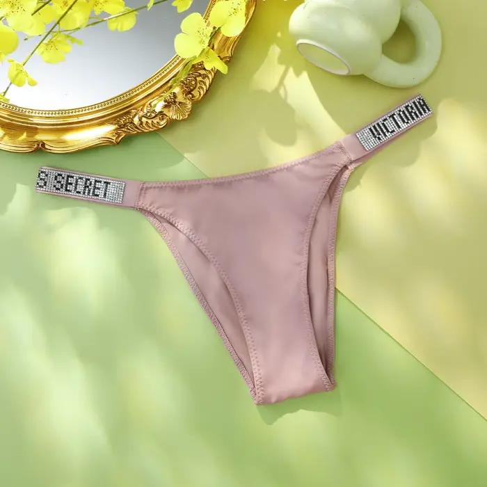 Klasické pruhované Victoria's Secret V-Chain tangá z čipky