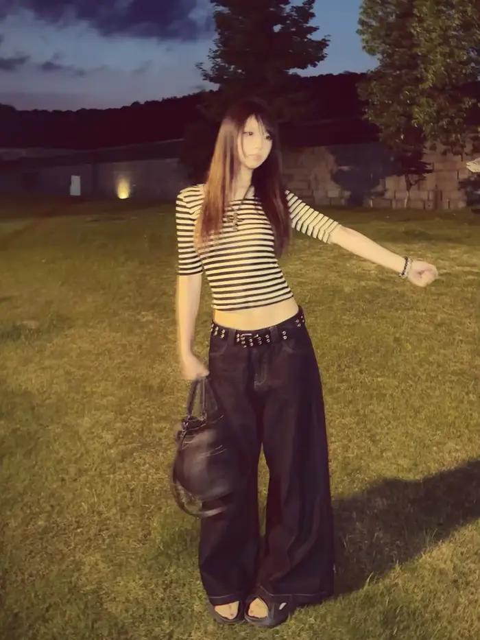 Tonngirls Y2k Fairycore potlačené tričko pre ženy s tromi štvrtinami rukávov japonská 2000s kultúra vrchné oblečenie Streetwear americký retro Grunge