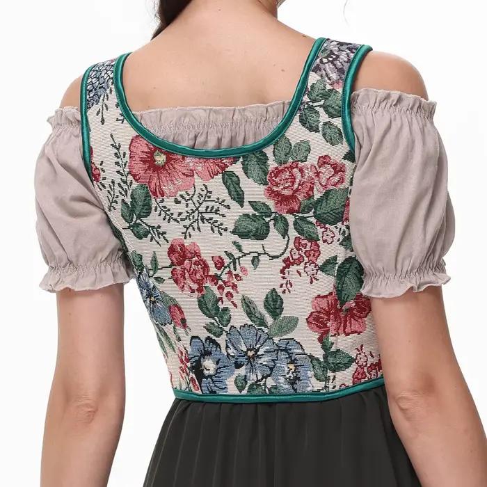 Vert motif Floral taille formation surbuste gothique médiéval Corset à lacets désossé Sexy gilet haut femmes Vintage Steampunk vêtements