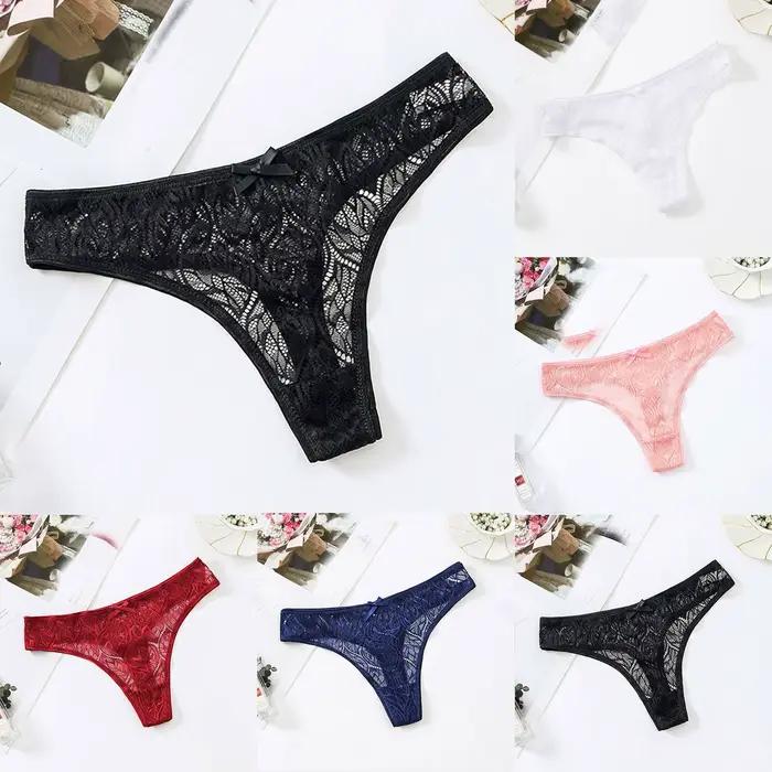 Culotte en patchwork de dentelle basse pour femme, taille string, lingerie sexy, solide, grande taille