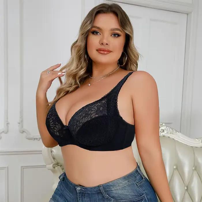 Soutien-gorge élégant en élasthanne et nylon pour femmes de grande taille, design sobre avec arc, confort douillet et maintien optimal, idéal pour le port quotidien et les occasions spéciales