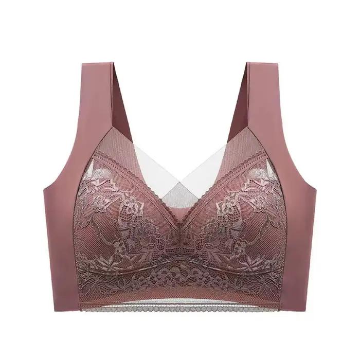 1 pièces femmes dentelle grande taille soutien-gorge basique Anti affaissement mince gilet avec rembourré femme Brassier dame glace soie sans couture confort souffle soutien-gorge