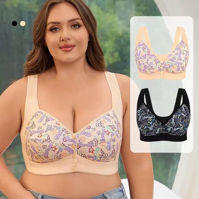 Femmes imprimé B C D E F G tasse grande taille soutien-gorge fermeture avant soutien-gorge sans fil 36 38 40 42 44 46 48 50 52