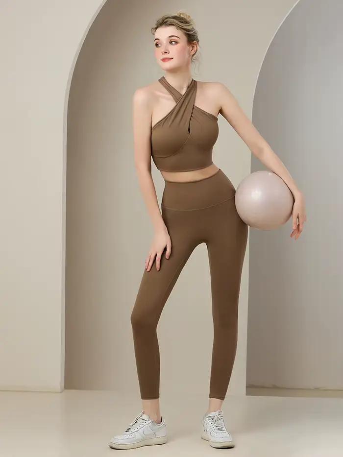 Soutien-gorge de sport antichoc pour femmes, vêtements, sous-vêtements sexy, écharpe croisée dans le dos, poitrine fermée, rassemblement