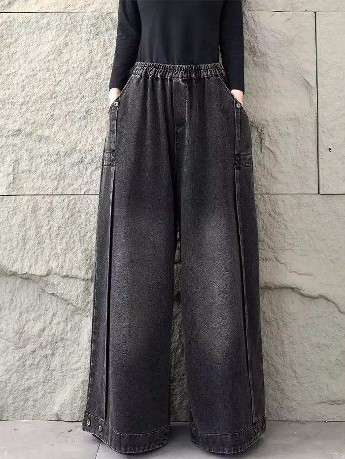 Amax LuluE 2026 jar klasická džínsová nohavica pre dámy Vintage pevná ležérna žena voľná elastická