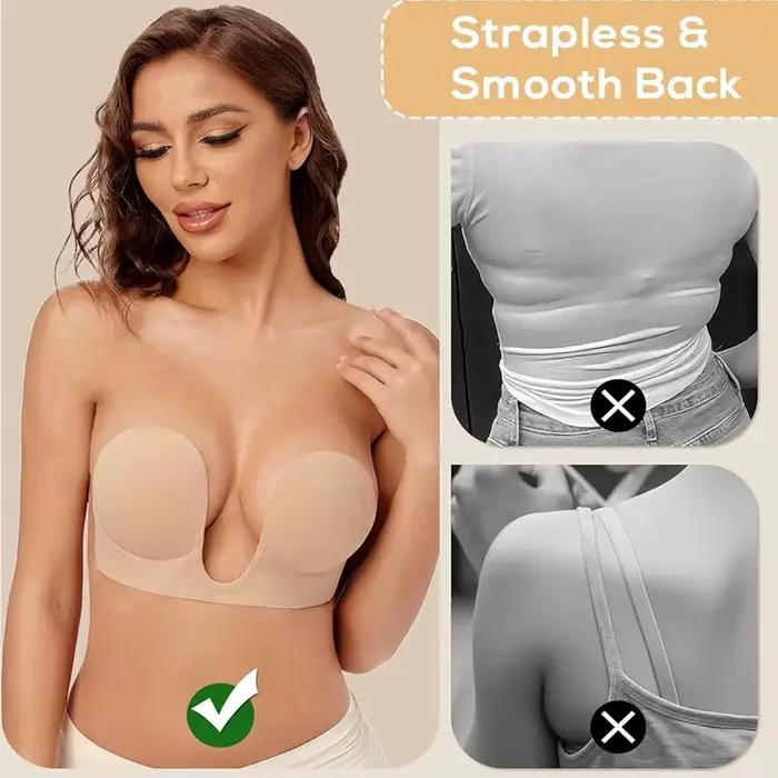Samolepiaca push-up podprsenka bez ramienok s hlbokým výstrihom pre ženy