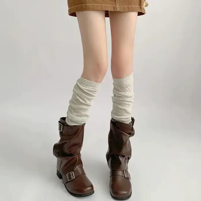 Chaussettes de nuit pour femme, chaussettes de cheville, chaussettes montantes, chaussettes de ballet, chaussettes en molleton, gris, blanc, pour l'automne, pour la salle de classe