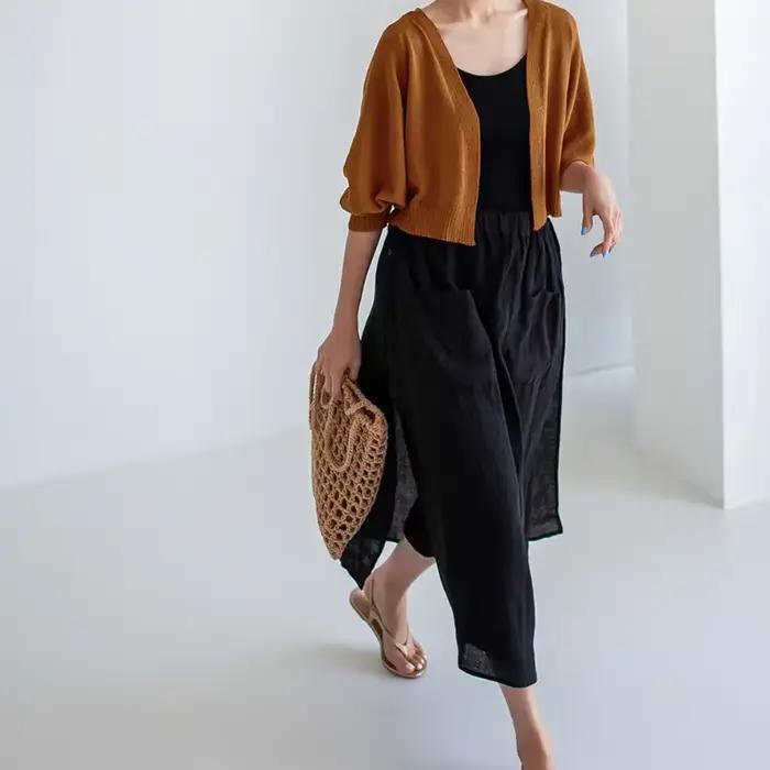 Dámske vintage letné nohavice 100% ľan