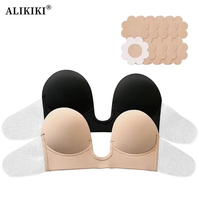 Samolepiaca push-up podprsenka bez ramienok s hlbokým výstrihom pre ženy