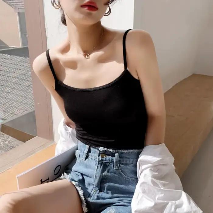 Letné Sexy biele čierne tielko pre ženy bez rukávov Tričko základné nádrže spodná bielizeň Jednoduché pevné tenké
