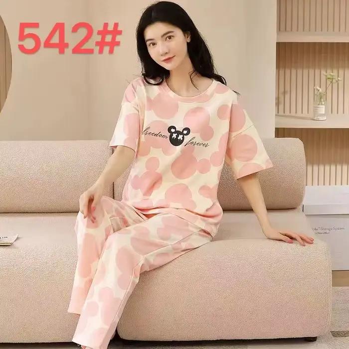 Ensemble pyjama pour femmes, manches courtes, pantalons longs, étudiant, décontracté, ours de dessin animé, doux Cuet, vêtements de nuit, vêtements de nuit romantiques