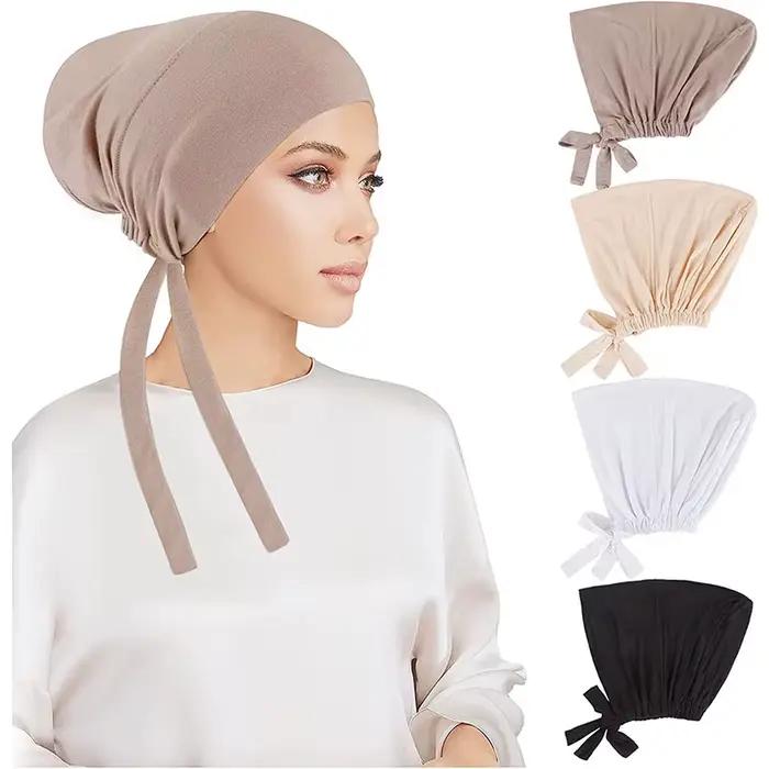 Vnútorný hidžáb pre moslimské ženy – nastaviteľný turban s čiapkou