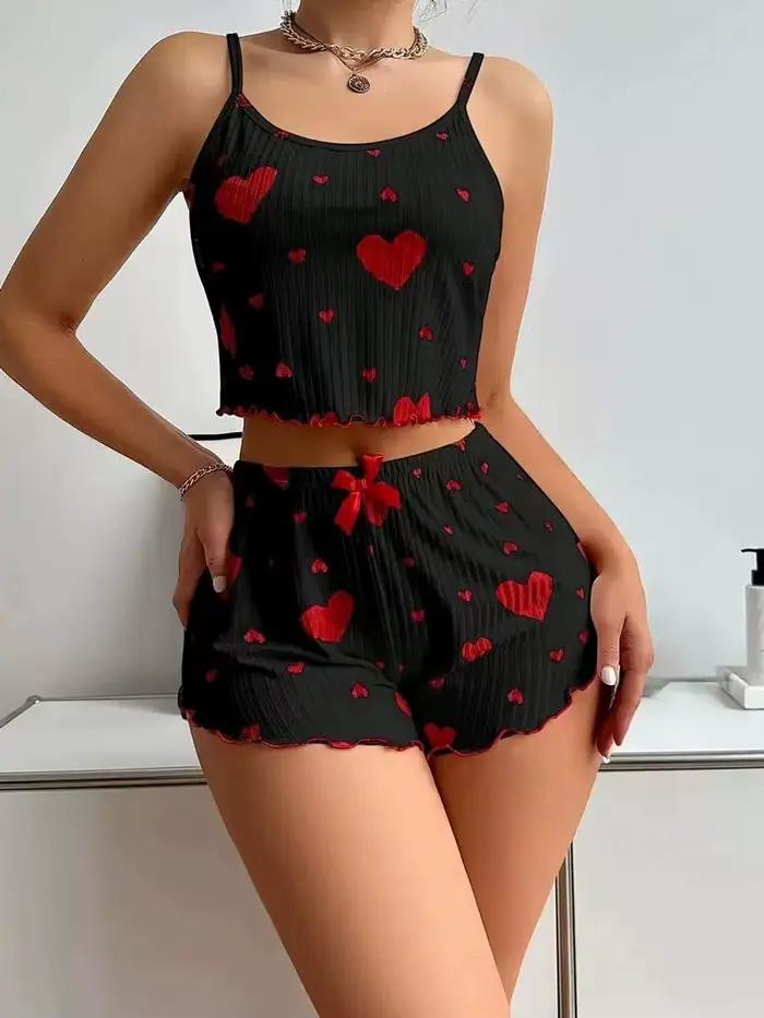 2-dielny set pre ženy pyžamo šortky kostým domáce oblečenie tlačené spodné prádlo Pijama Sexy Lingerie tielka nočná