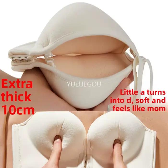 Soutien-gorge push-up à fermeture frontale extrême de 10 cm – Col licou rembourré ultra épais pour petite poitrine, lingerie sexy plongeante profonde