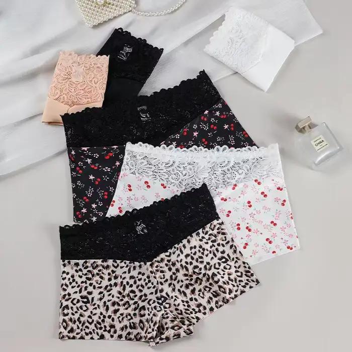Lot de 6 culottes sexy en dentelle pour femmes, sans couture et confortables, taille mi-haute, lingerie féminine