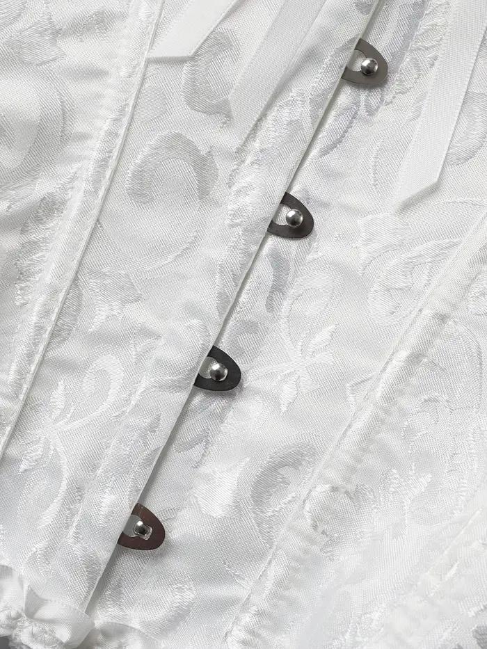 Biely korzet pre ženy, vypasovaný bustier so sťahujúcim dizajnom na svadby