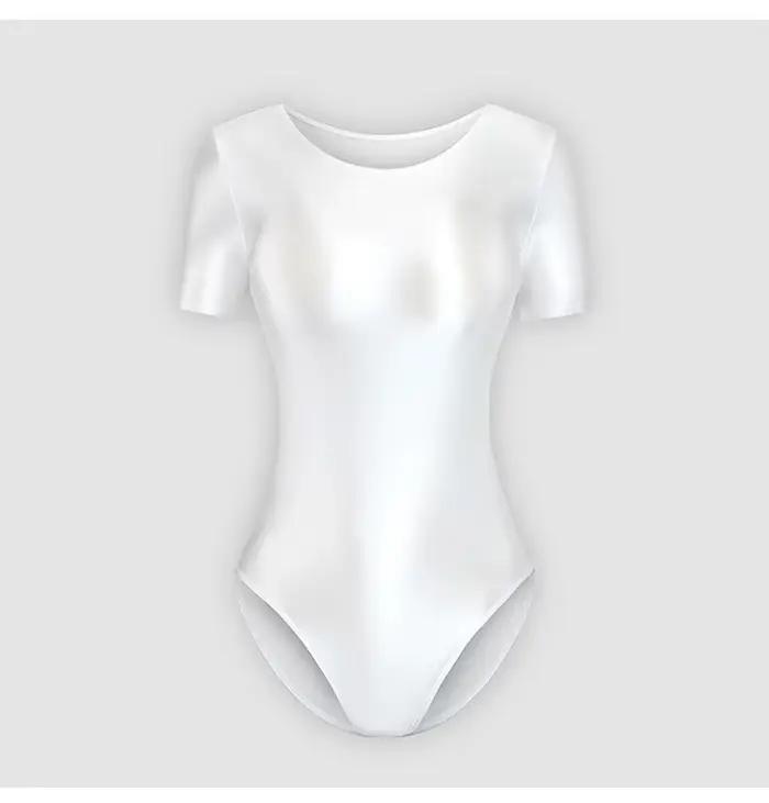 Combinaison pour femme, brillante, couleur unie, t-shirt, maillot de bain, vêtements de sport, justaucorps, collants en satin sexy