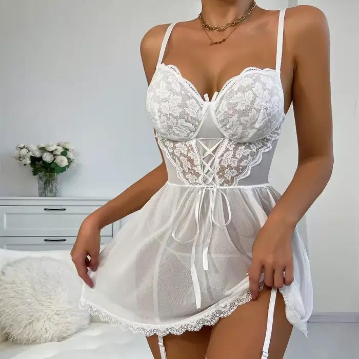Ensemble de lingerie sexy, sous-vêtements érotiques, dentelle transparente, soutien-gorge et culotte sexy, ensemble de jarretelles, lingerie sexy, vêtements de nuit érotiques