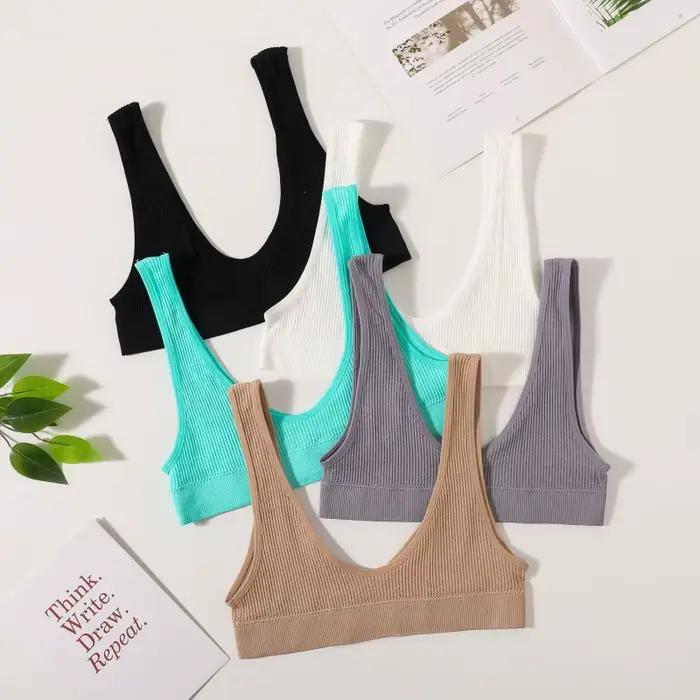 Soutien-gorge push-up pour femme, petite taille, sans armatures, bralette côtelée à col en U, sans rembourrage, plusieurs couleurs, crop top, lingerie sexy pour femme, tailles M-XL