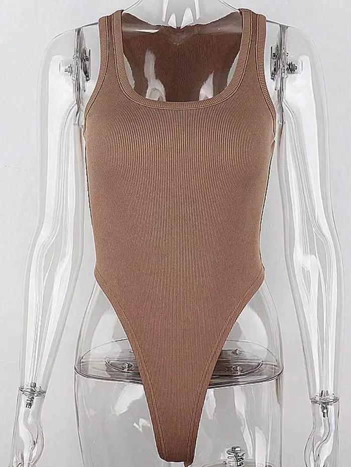 Body en tricot sans manches sexy pour l'été, coupe moulante, épaules dénudées, style licou, décontracté, pour femme, tenue de club