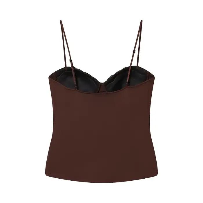 Haut en dentelle MUJER pour femmes, sexy et club, sorties nocturnes, Saint Valentin, polyester extensible, design moderne, camisole courte