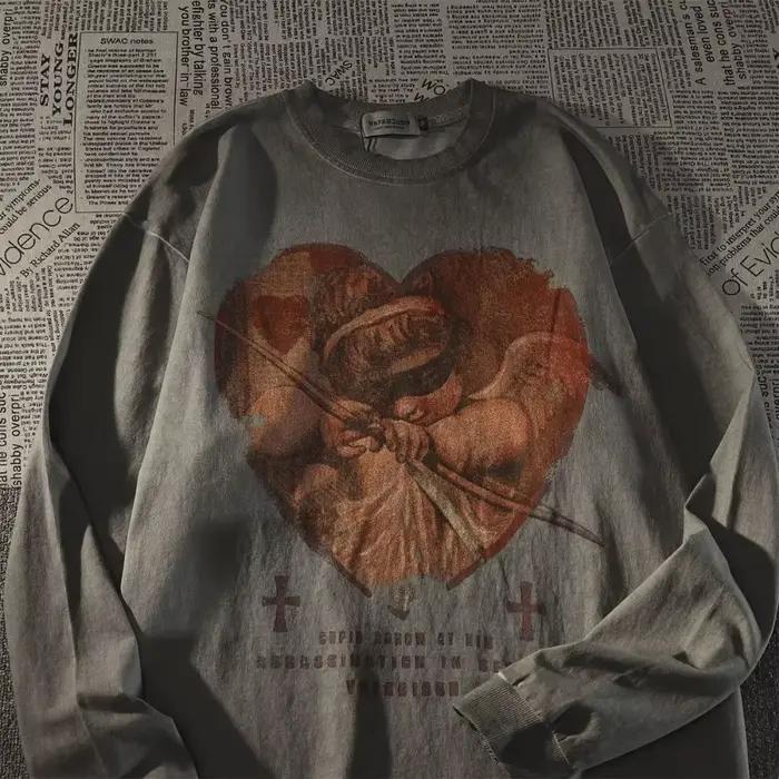 Mikina Y2K Retro Europe Love Angel Print