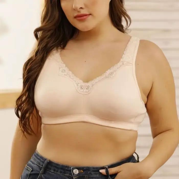 Soutiens-gorge sans fil à couvrance totale, 95% coton, bonnets larges, confortables, bretelles larges, pour le sommeil, sous-vêtements, soutien-gorge T-shirt, tailles 80-105 B C D E F G