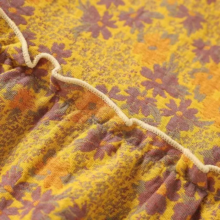 Robe de nuit en coton jacquard rétro pour femme, robe de nuit fine, manches trois quarts, longueur moyenne, printemps et automne