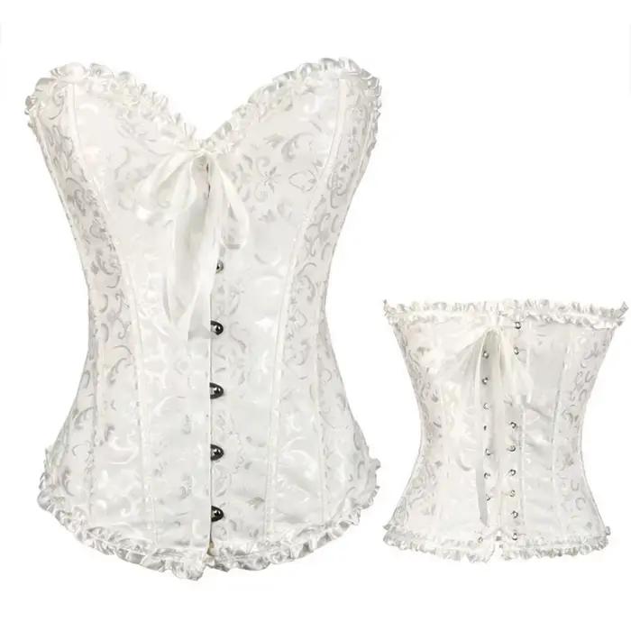 Corset pour femme vintage en jacquard, haut bustier amincissant, gaine amincissante, serre-taille rose, corsets overbust gothiques vintage, basques