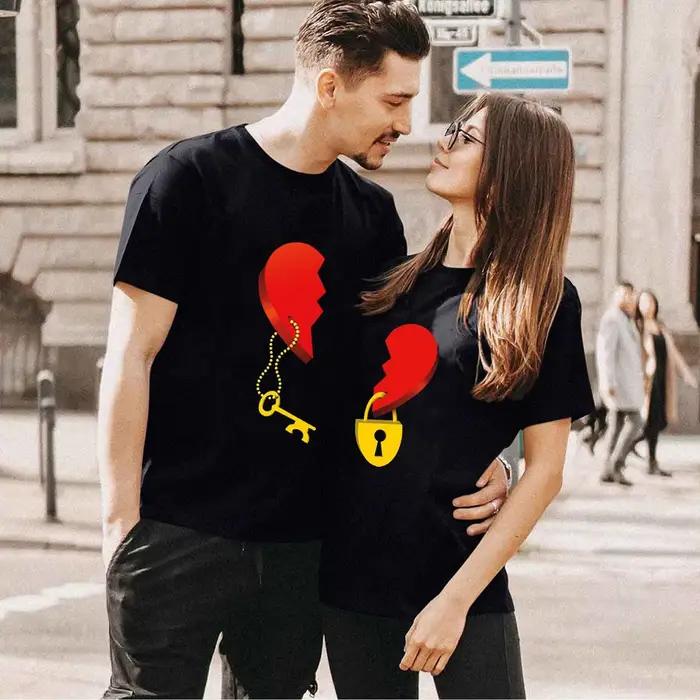 Párové tričko srdce kľúč zámok pán pani potlač