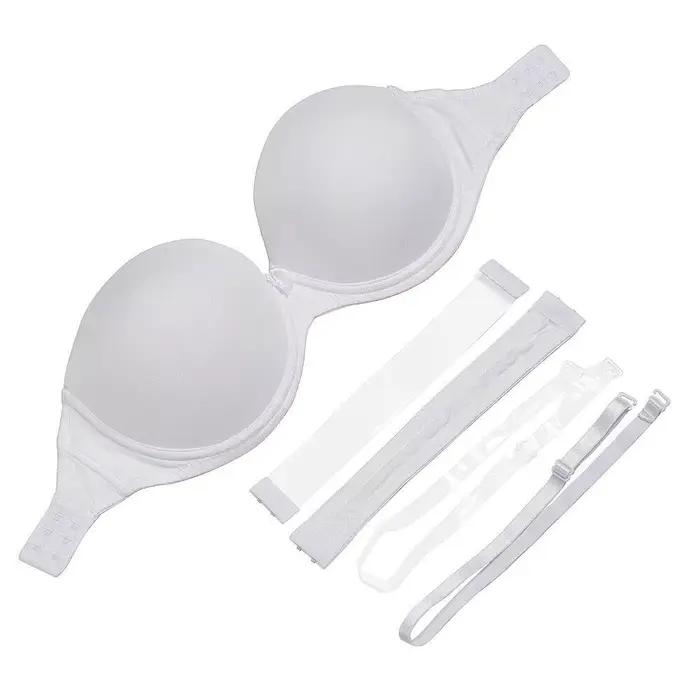 Vgplay soutien-gorge blanc sans bretelles Push Up Lingerie antidérapante bande transparente sangle soutien-gorge femme grande taille pour gros seins 32-44 C D E F