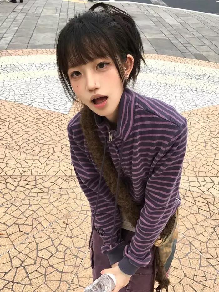 Tonngirls Y2k japonské mikiny pre ženy s dlhým rukávom
