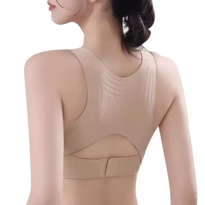 Soutien-gorge liftant et correcteur de posture pour femme, à fermeture avant, sans armatures, rembourré, couvrance complète, soutien dorsal, pour l'alignement de la colonne vertébrale