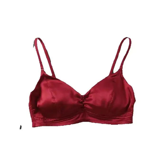 Soutien-gorge en soie véritable pour femmes, sous-vêtements plissés extensibles, noir et blanc, mode printemps