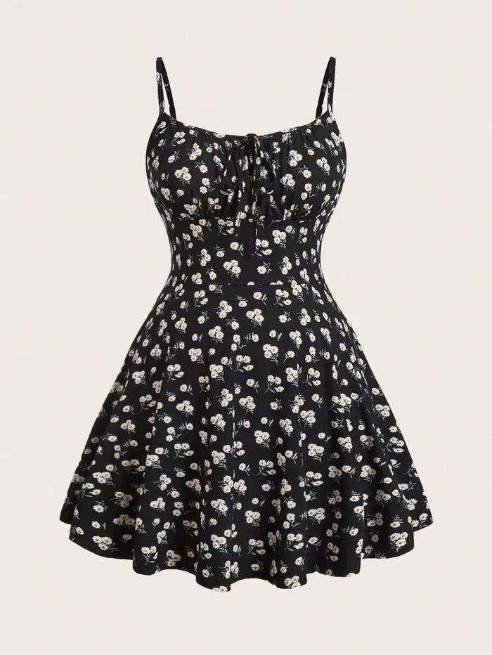 Elegantné kvetinové camisole šaty bez rukávov s tenkými ramienkami, nová móda