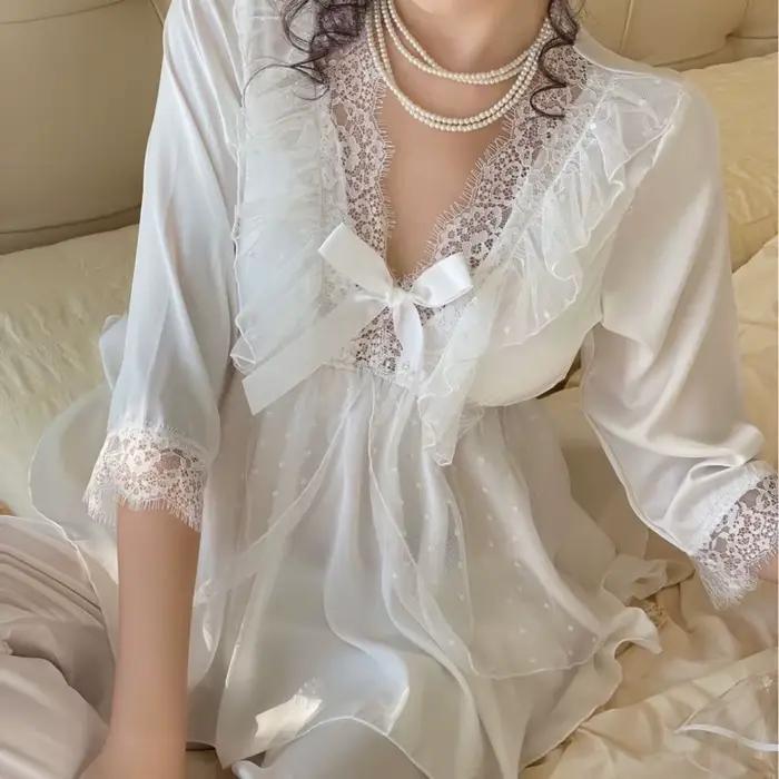 Sexy princeznovské pyžamo z ľadového hodvábu pre ženy
