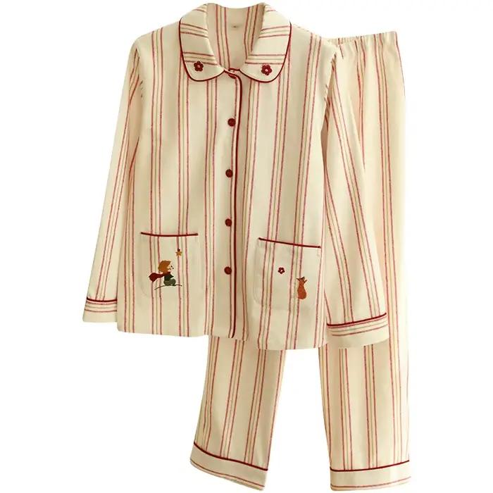Vintage pásikavý pyžamový set s Peter Pan golierom