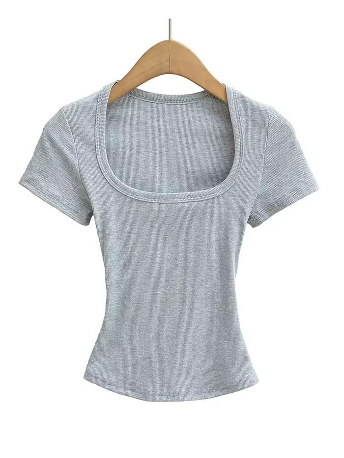 Dámsky krátky top so štvorcovým výstrihom