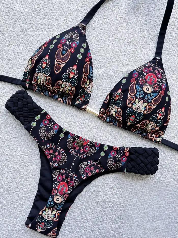 RUOTONSEPT potlačený bikini s viazaním na krk