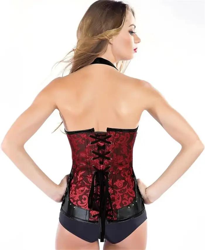 Steampunk haut Corset licou Sexy en cuir Korset femmes gothique Punk surbuste Corsets et Bustiers médiéval rétro Corselet