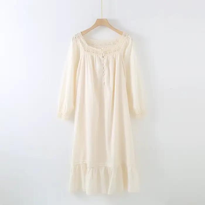 Chemise de nuit à manches courtes et longues pour femmes, robe de maison douce et simple pour filles, blanc clair de lune, mignon, doux, à la mode, été