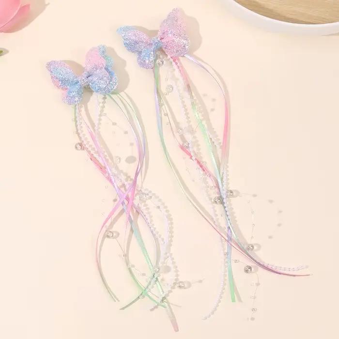 Detské sponky do vlasov s trblietkami motýľ dúha